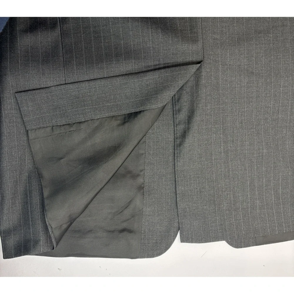 Ralph Lauren Mens Blazer Gray Pinstripe Wool 2 Button Suit Jacket Sport Coat 42R
